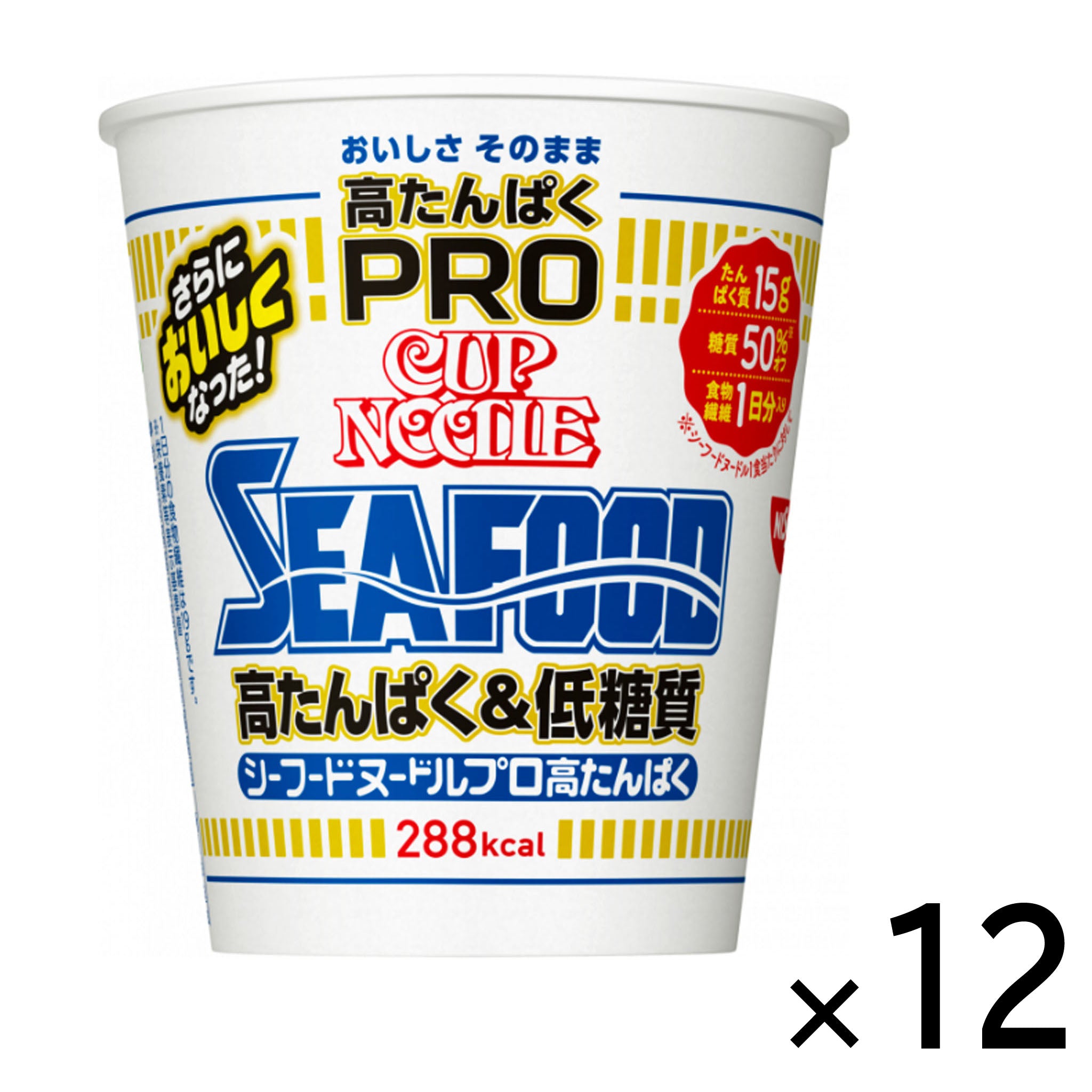 Nissin Cup Noodle PRO Seafood High Protein & Low Sugar【12 Set】